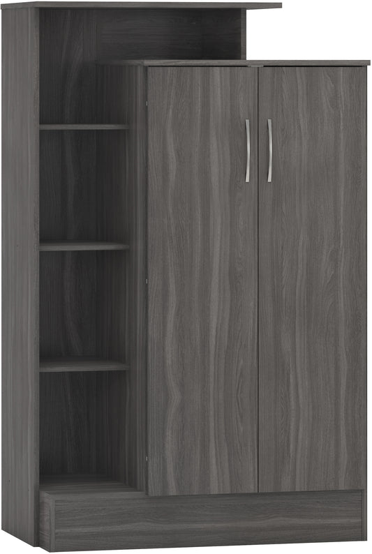 NEVADA PETITE OPEN SHELF WARDROBE - BLACK WOOD GRAIN