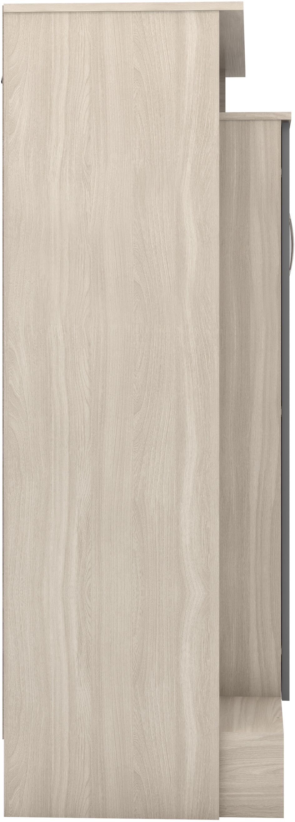 NEVADA PETITE OPEN SHELF WARDROBE - GREY GLOSS/LIGHT OAK EFFECT VENEER