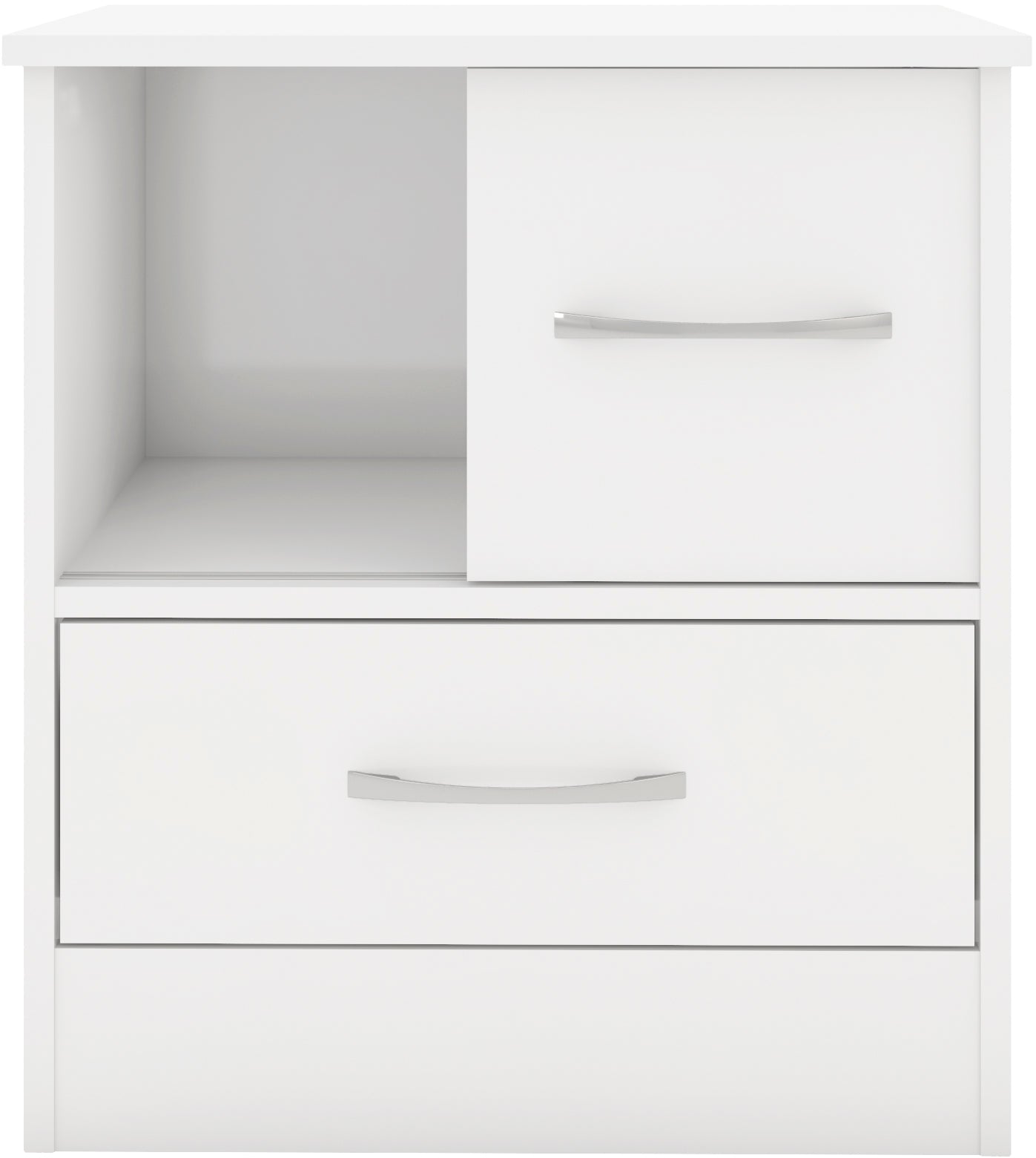 NEVADA SLIDING DOOR BEDSIDE - WHITE GLOSS