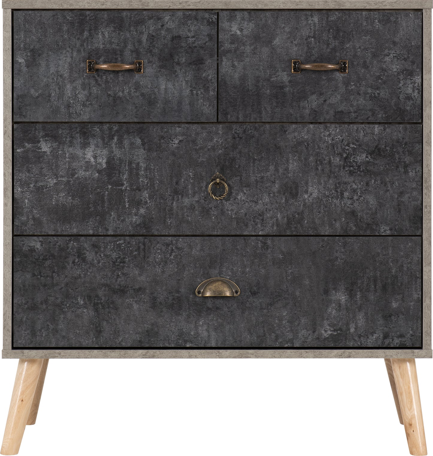 NORDIC 2+2 DRAWER CHEST - CONCRETE EFFECT/CHARCOAL
