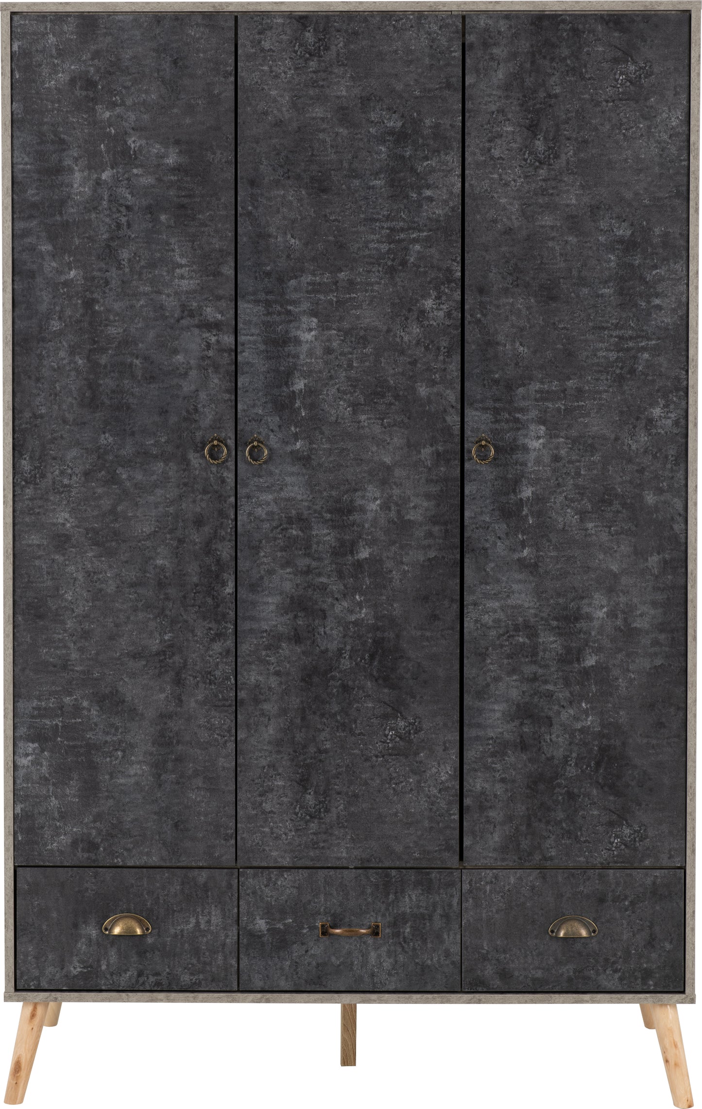 NORDIC 3 DOOR 3 DRAWER WARDROBE - CONCRETE EFFECT/CHARCOAL