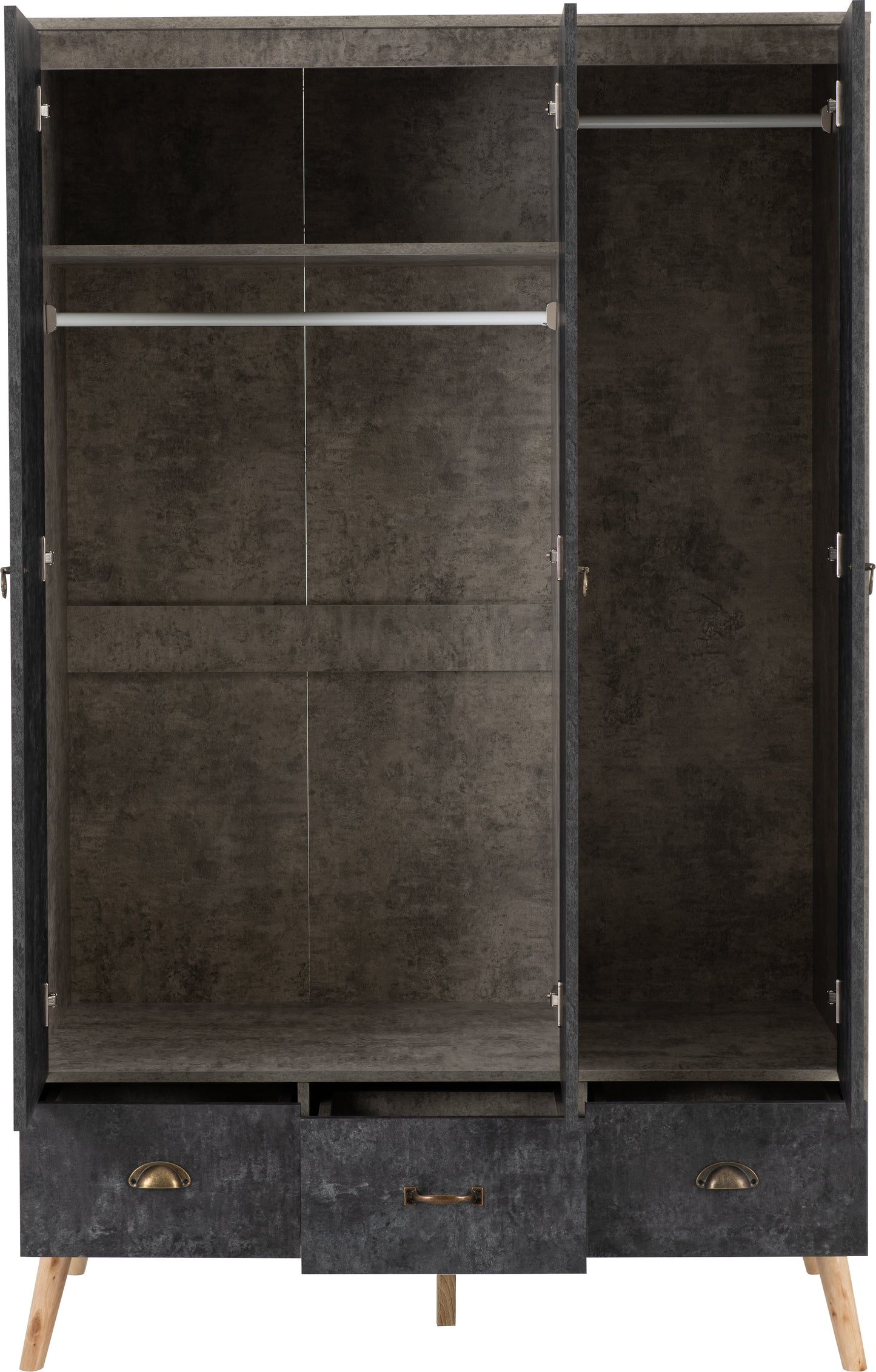 NORDIC 3 DOOR 3 DRAWER WARDROBE - CONCRETE EFFECT/CHARCOAL