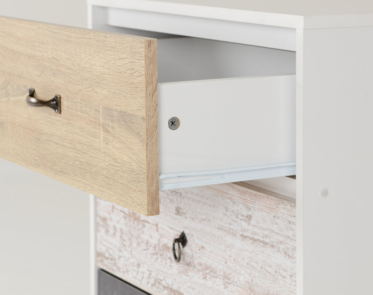 NORDIC 3 DRAWER CHEST - WHITE/DISTRESSED EFFECT