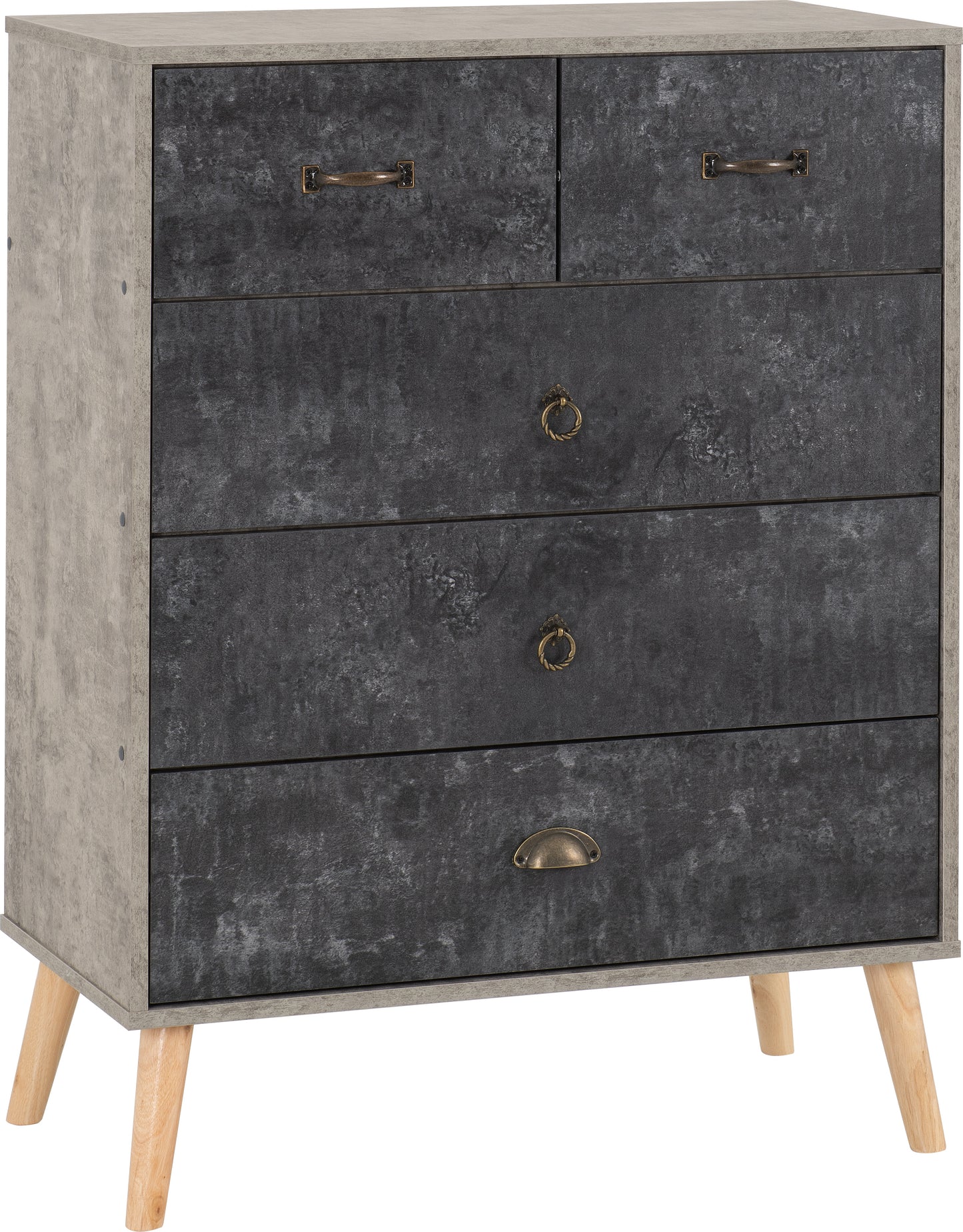 NORDIC 3+2 DRAWER CHEST - CONCRETE EFFECT/CHARCOAL