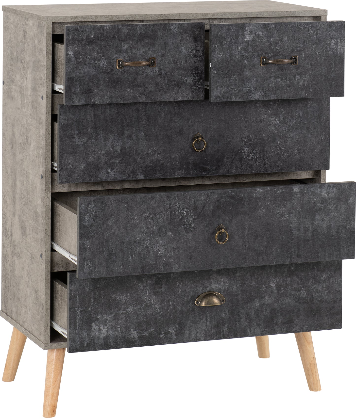 NORDIC 3+2 DRAWER CHEST - CONCRETE EFFECT/CHARCOAL