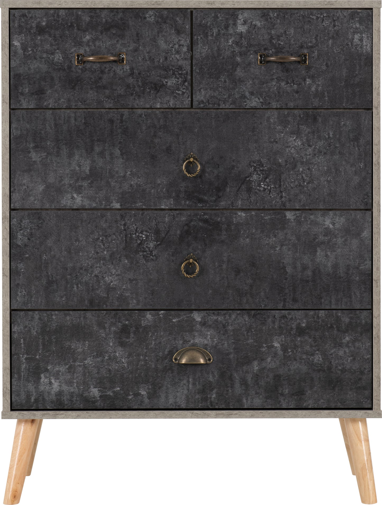 NORDIC 3+2 DRAWER CHEST - CONCRETE EFFECT/CHARCOAL