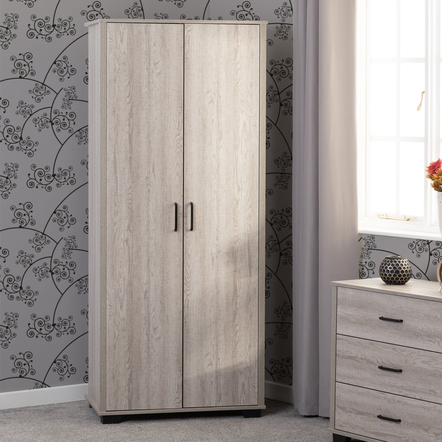 OLIVER 2 DOOR WARDROBE  - LIGHT OAK EFFECT