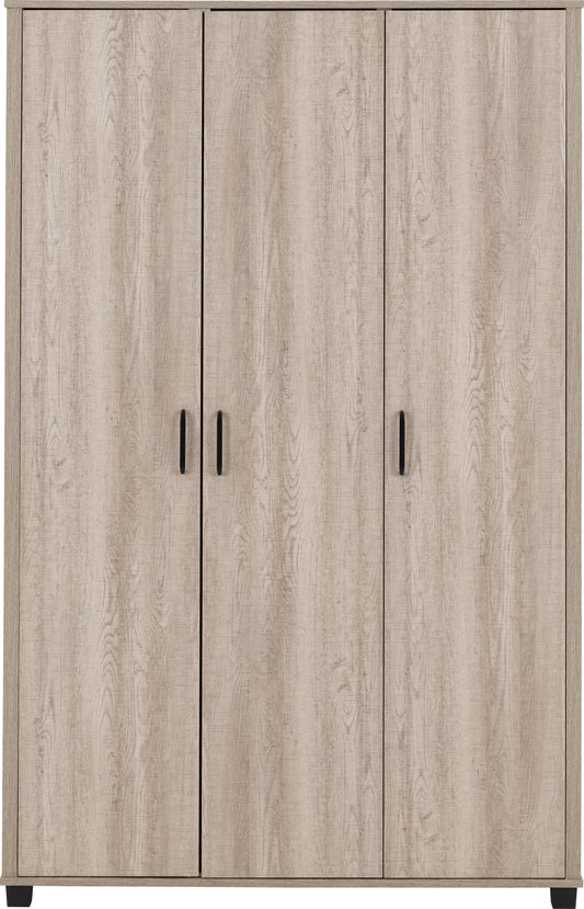 OLIVER 3 DOOR WARDROBE  - LIGHT OAK EFFECT