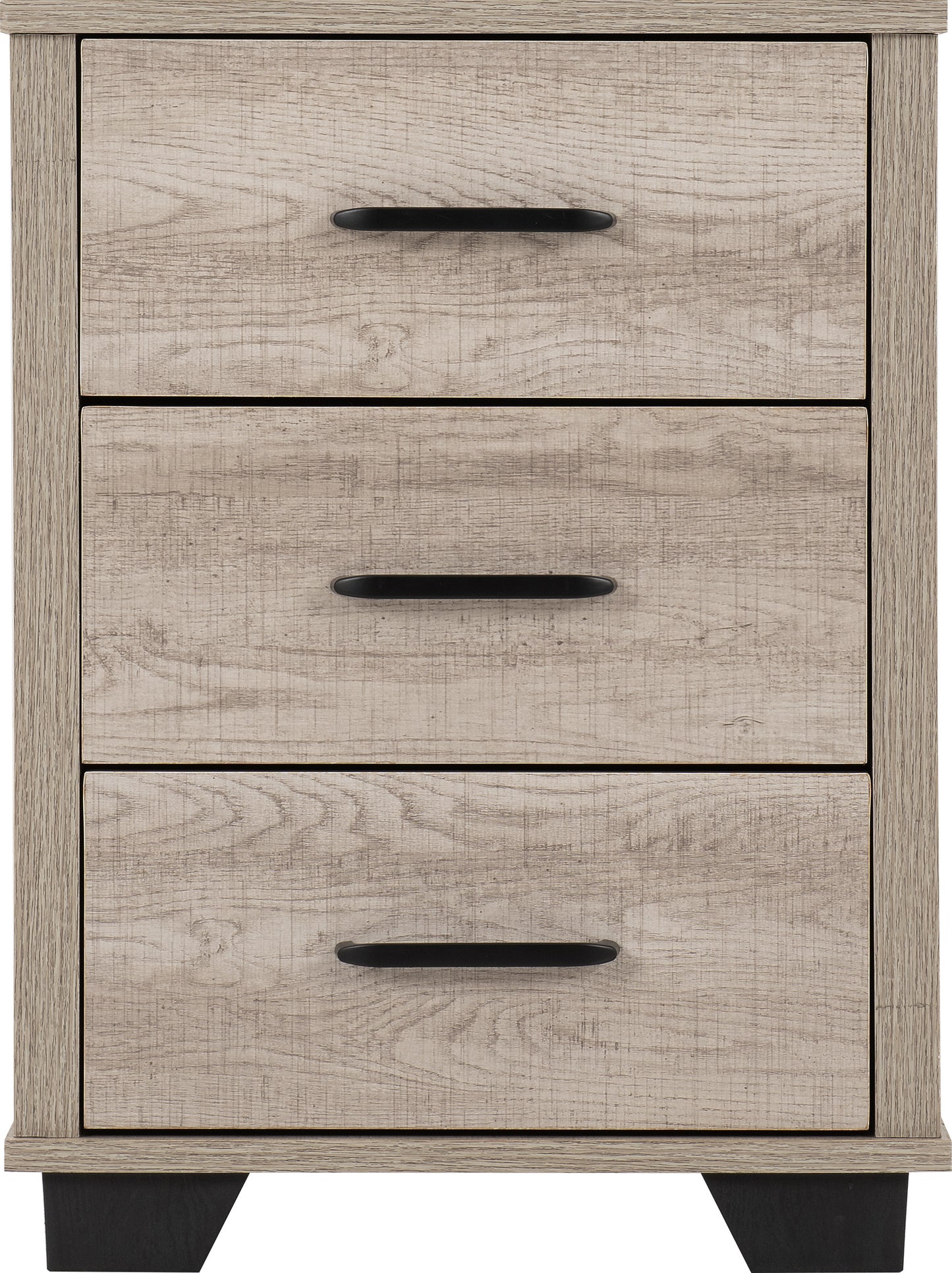 OLIVER 3 DRAWER BEDSIDE  - LIGHT OAK EFFECT