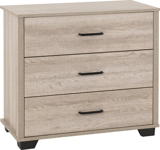 OLIVER 3 DRAWER CHEST  - LIGHT OAK EFFECT