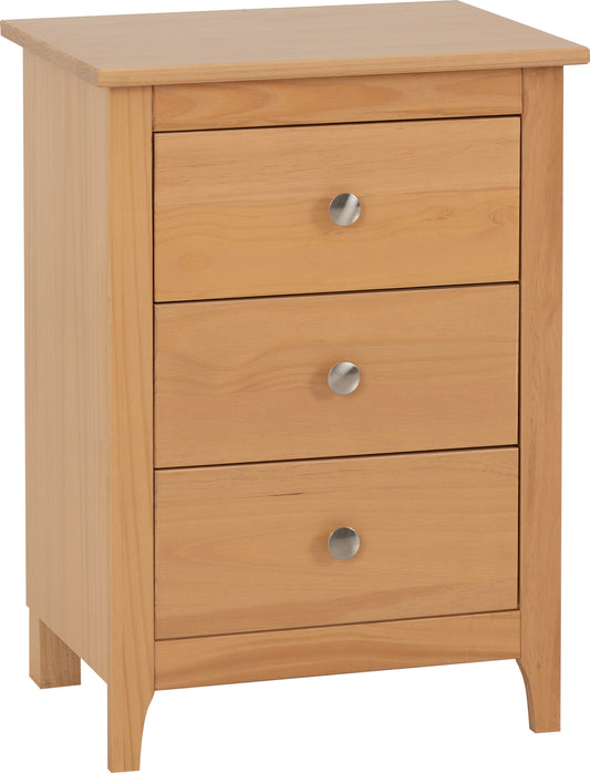 OSLO 3 DRAWER BEDSIDE - ANTIQUE PINE