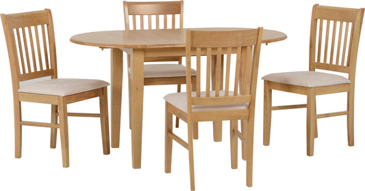 OXFORD EXTENDING DINING SET - NATURAL OAK/MINK MICROSUEDE