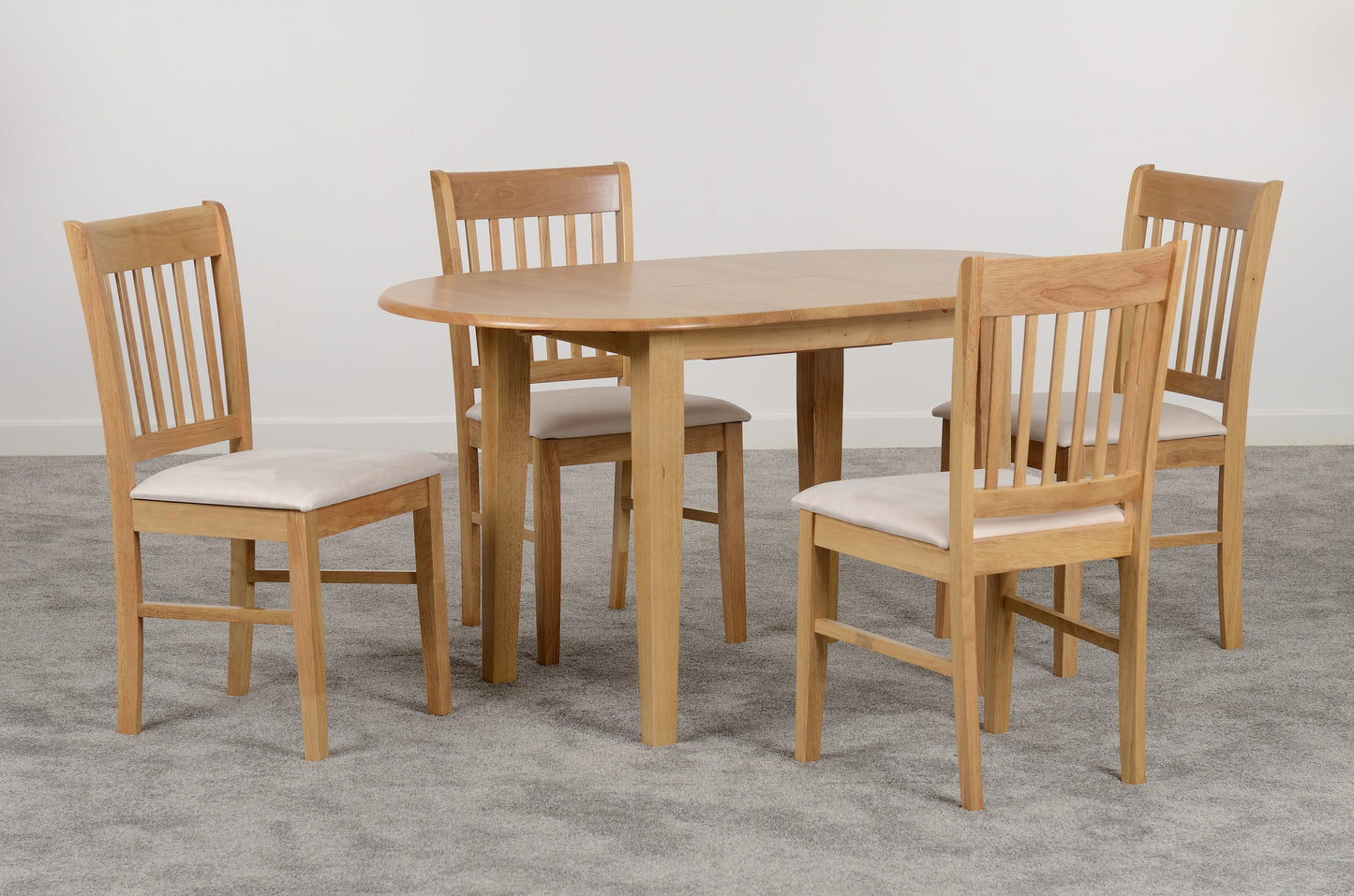 OXFORD EXTENDING DINING SET - NATURAL OAK/MINK MICROSUEDE