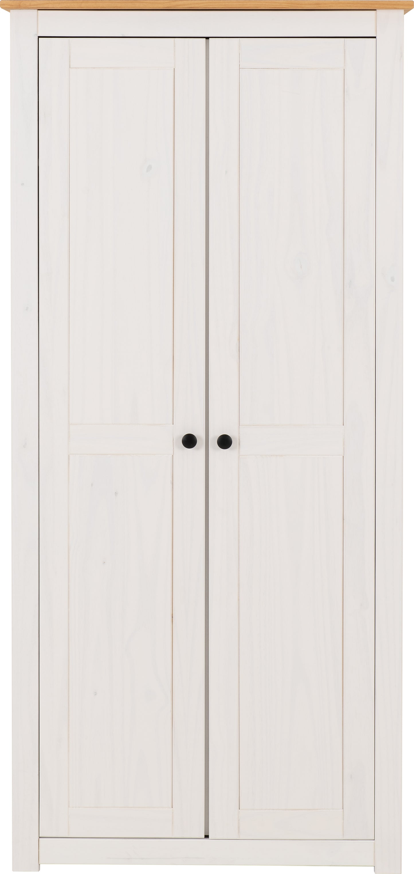 PANAMA 2 DOOR WARDROBE - WHITE/NATURAL WAX