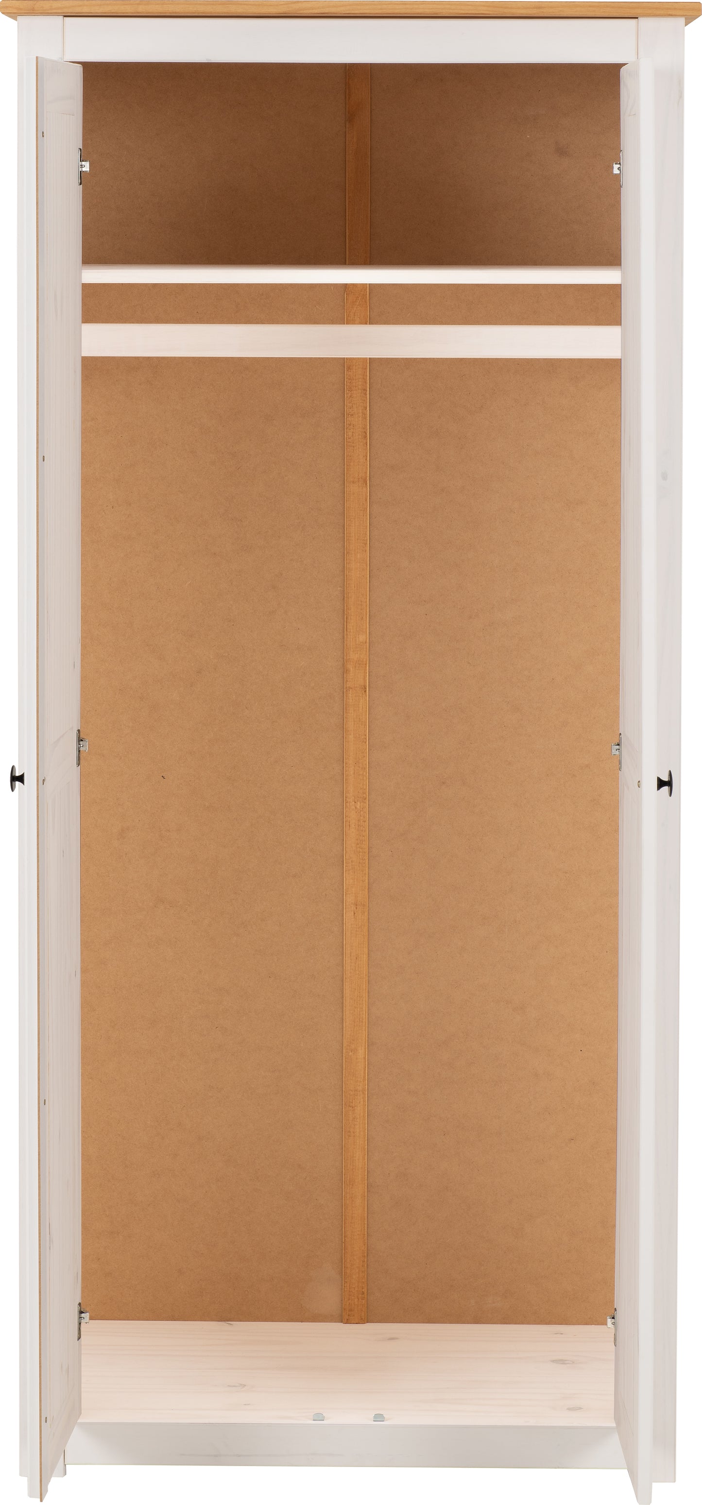 PANAMA 2 DOOR WARDROBE - WHITE/NATURAL WAX