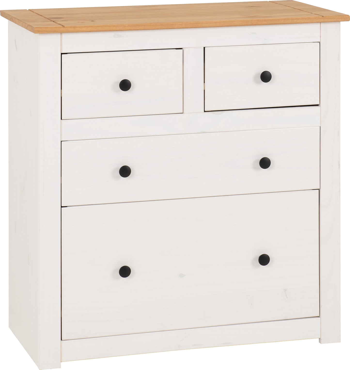 PANAMA 2+2 DRAWER CHEST - WHITE/NATURAL WAX