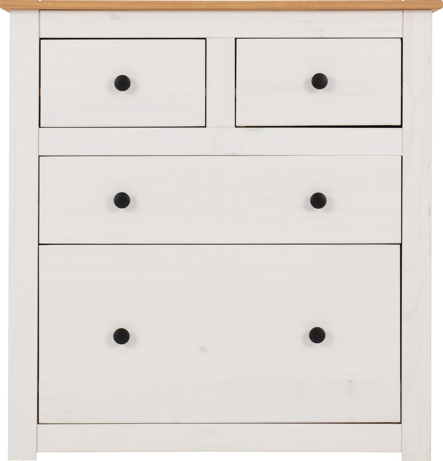 PANAMA 2+2 DRAWER CHEST - WHITE/NATURAL WAX