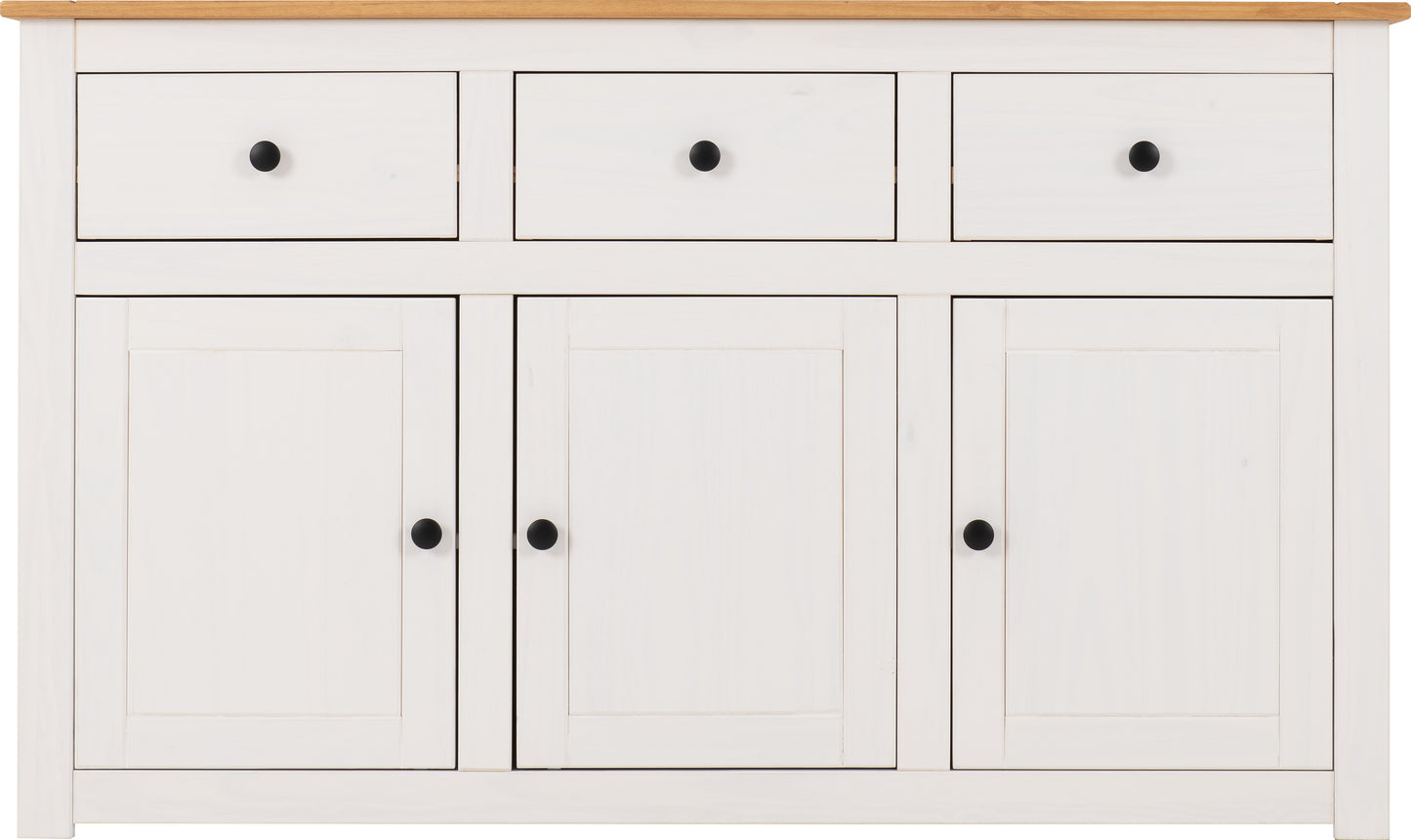 PANAMA 3 DOOR 3 DRAWER SIDEBOARD - WHITE/NATURAL WAX