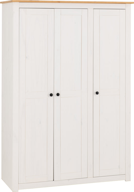 PANAMA 3 DOOR WARDROBE - WHITE/NATURAL WAX