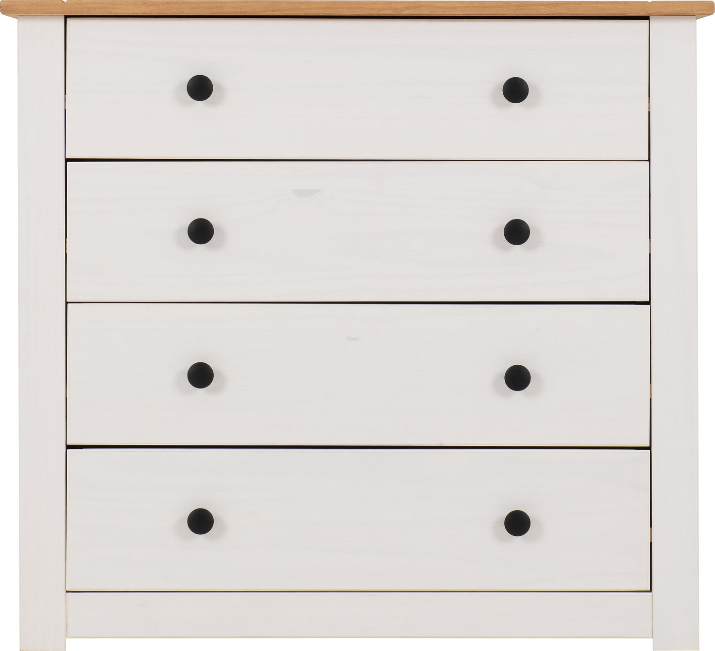 PANAMA 4 DRAWER CHEST - WHITE/NATURAL WAX