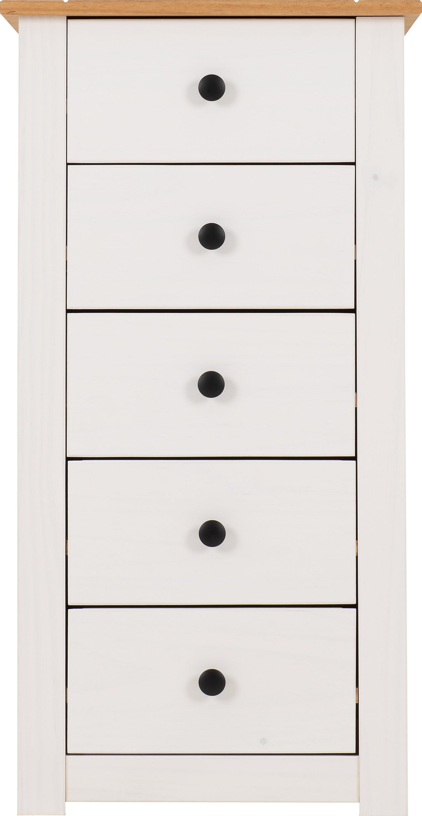 PANAMA 5 DRAWER CHEST - WHITE/NATURAL WAX