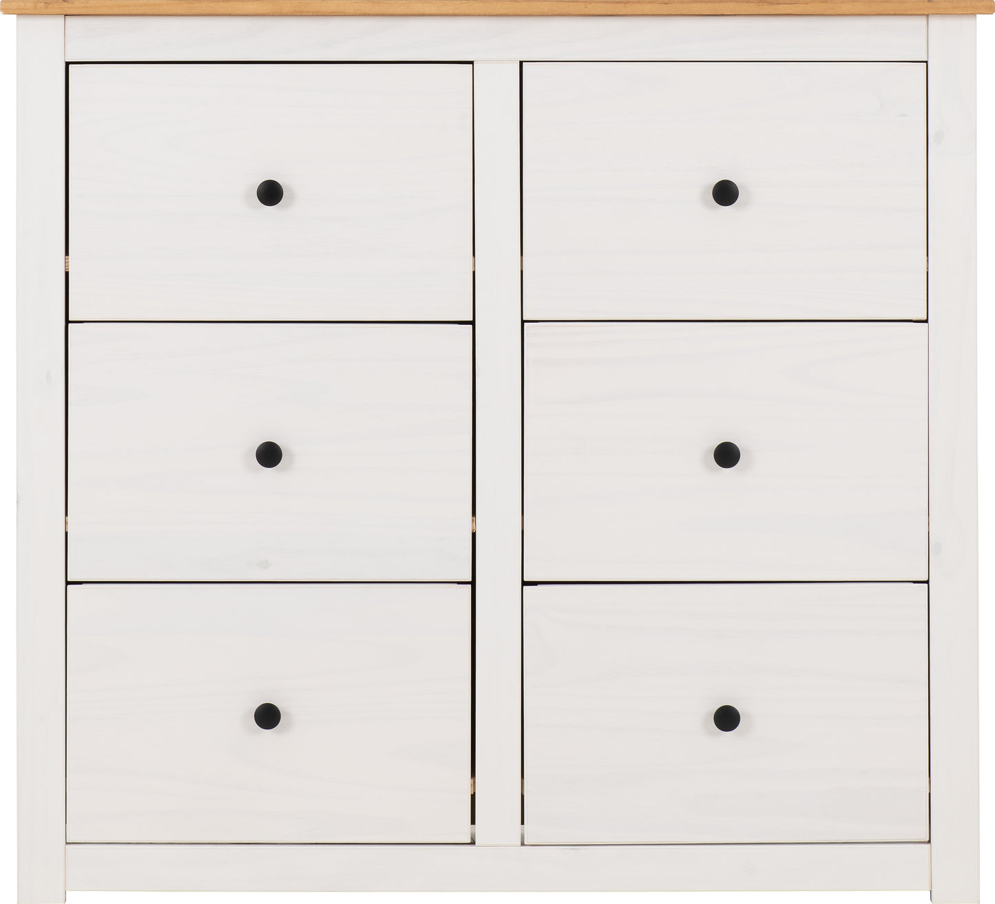 PANAMA 6 DRAWER CHEST - WHITE/NATURAL WAX