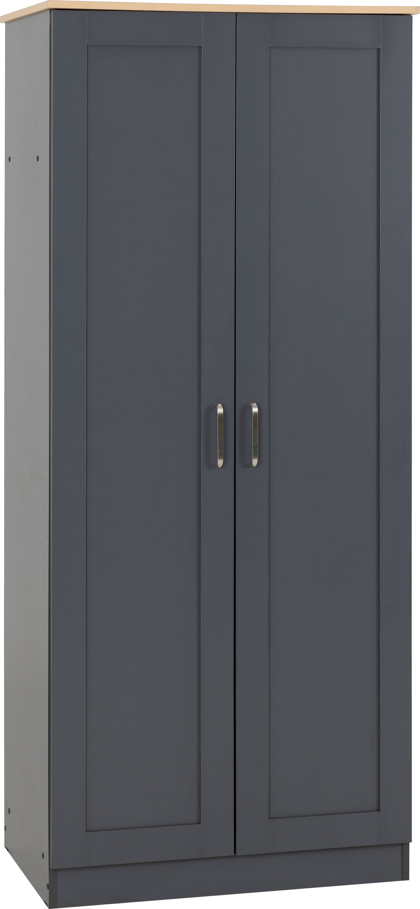 PORTLAND 2 DOOR WARDROBE  - GREY/OAK EFFECT