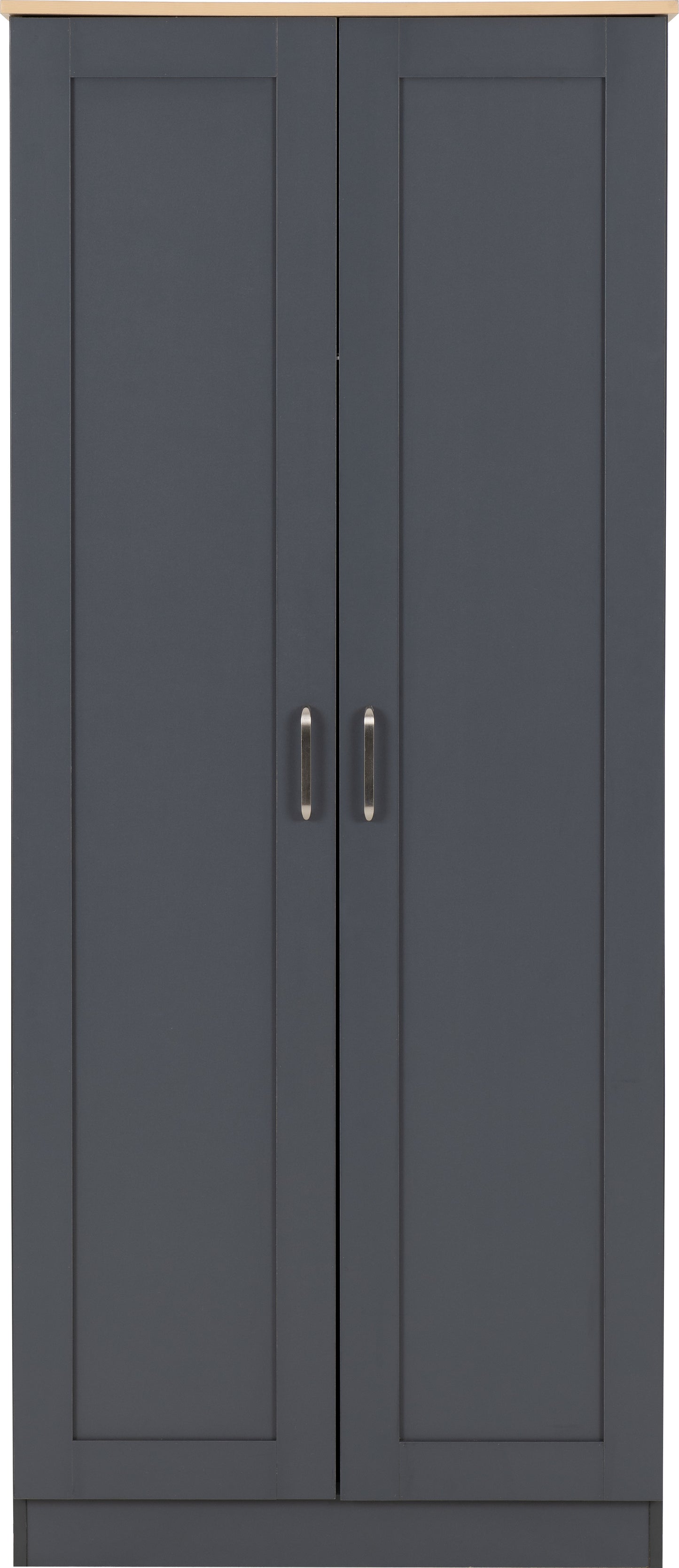 PORTLAND 2 DOOR WARDROBE  - GREY/OAK EFFECT