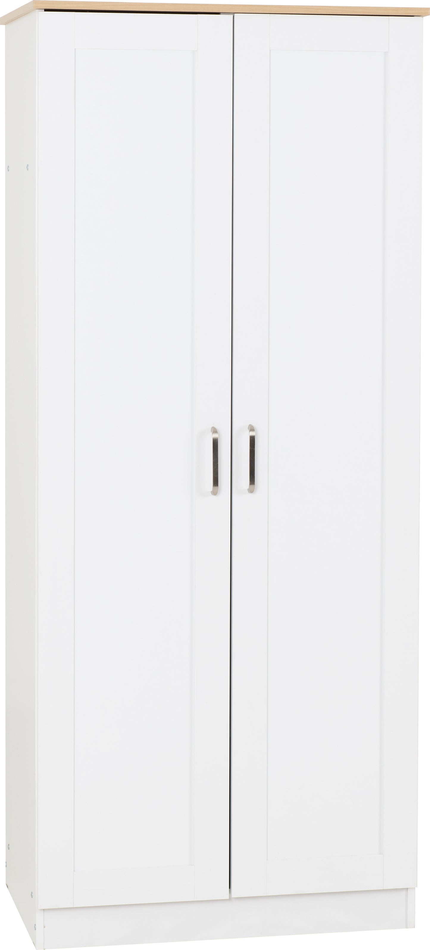 PORTLAND 2 DOOR WARDROBE  - WHITE/OAK EFFECT