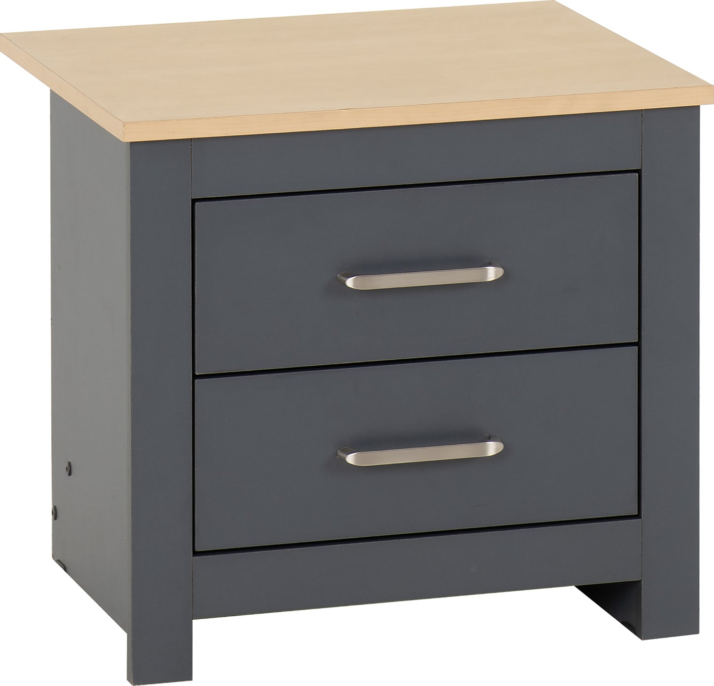 PORTLAND 2 DRAWER BEDSIDE  - GREY/OAK EFFECT