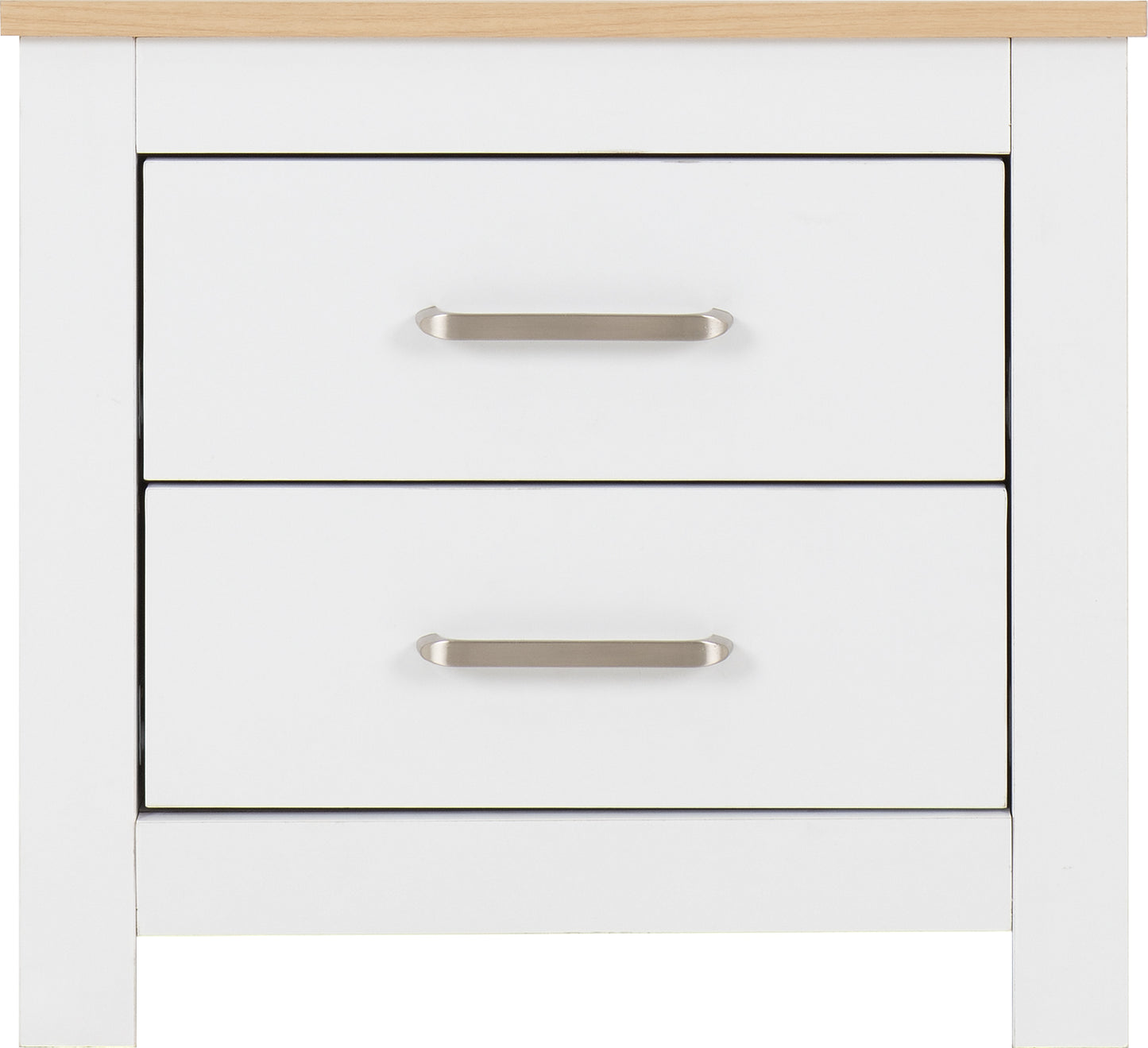 PORTLAND 2 DRAWER BEDSIDE  - WHITE/OAK EFFECT