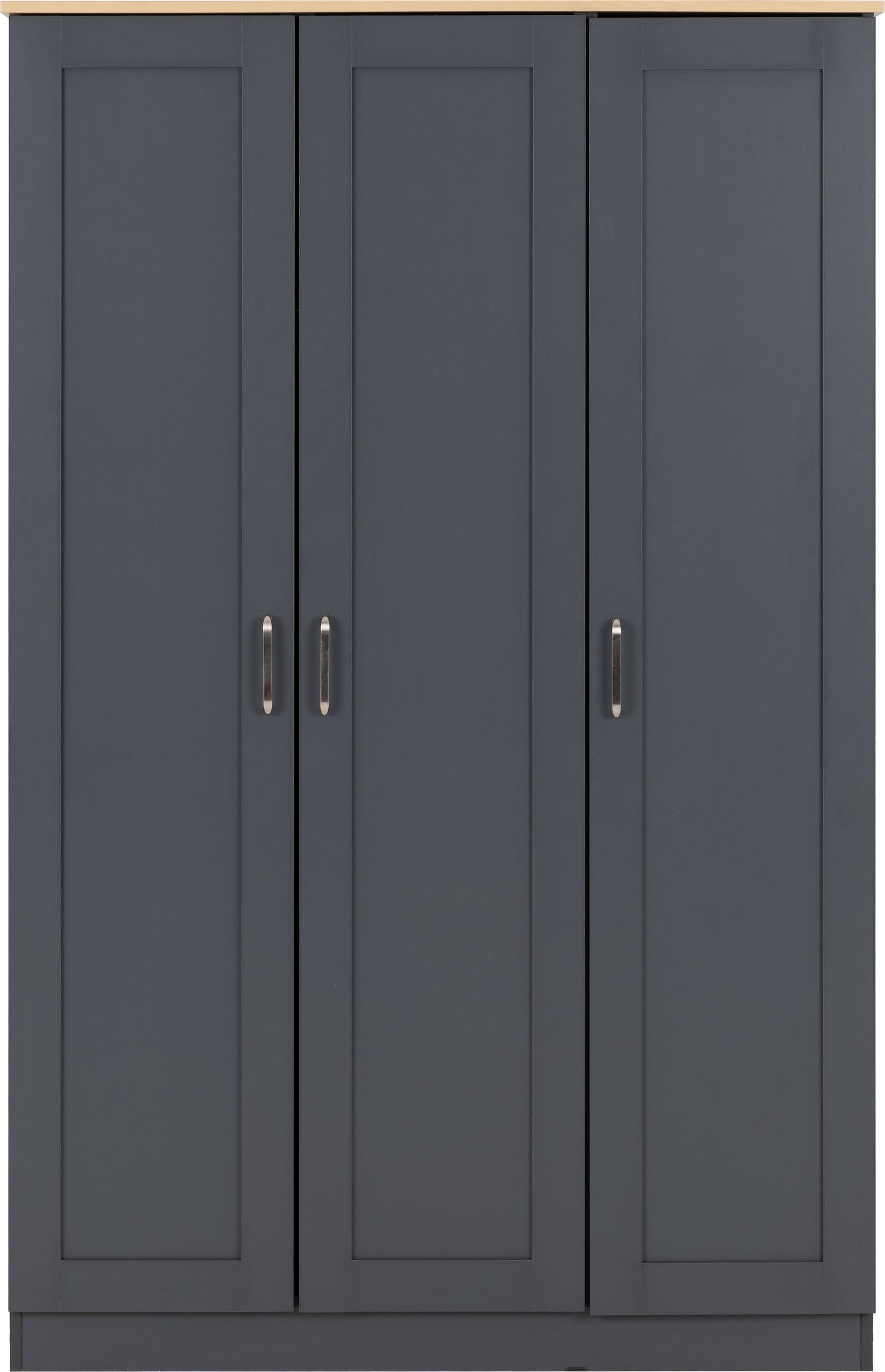 PORTLAND 3 DOOR WARDROBE  - GREY/OAK EFFECT