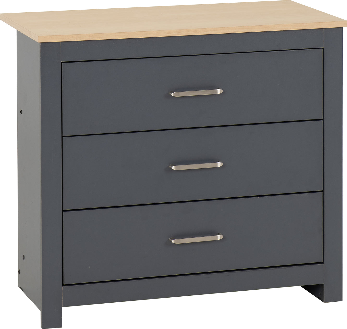 PORTLAND 3 DRAWER CHEST  - GREY/OAK EFFECT