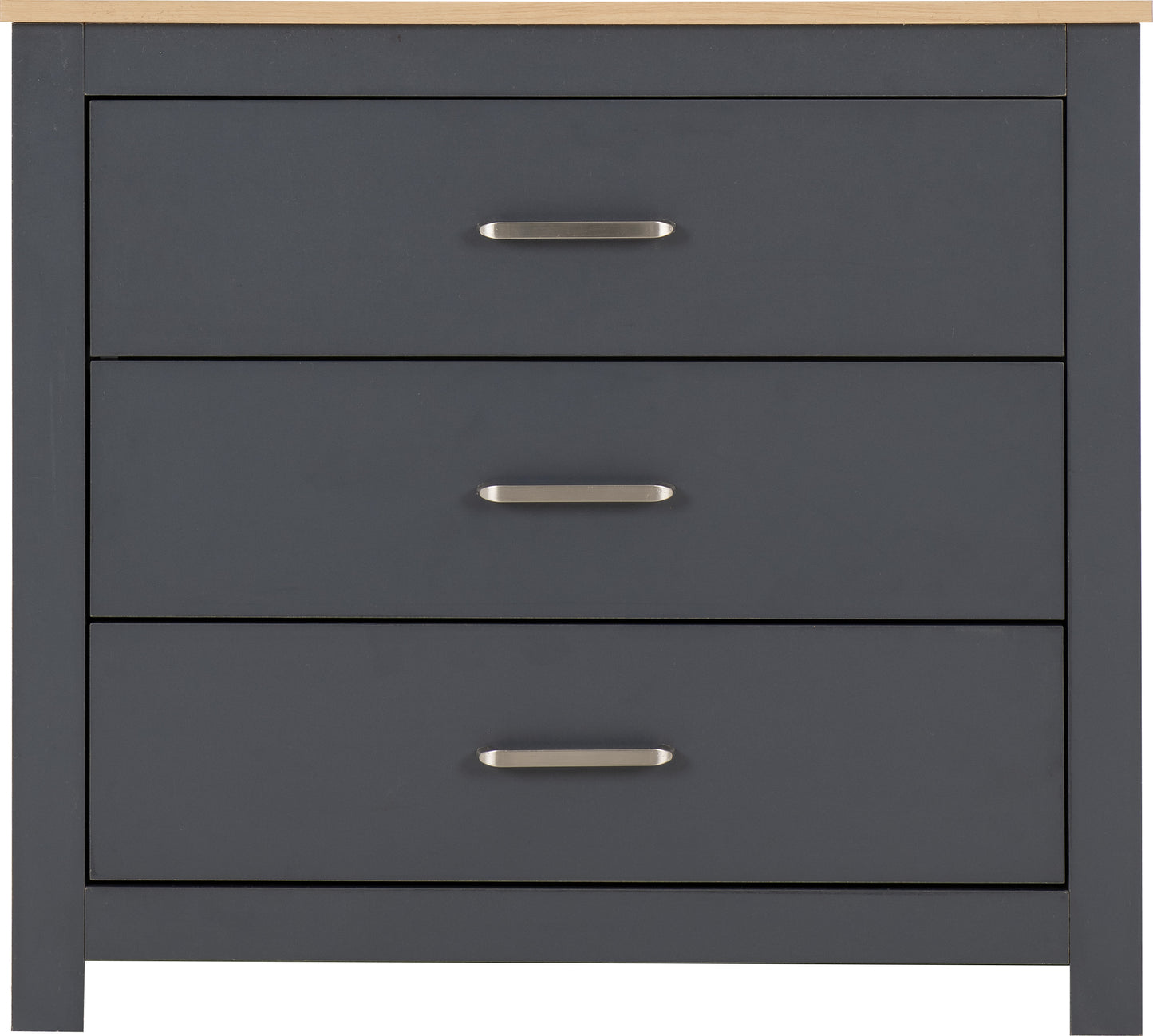 PORTLAND 3 DRAWER CHEST  - GREY/OAK EFFECT