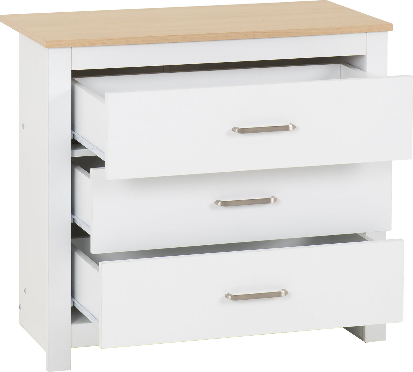 PORTLAND 3 DRAWER CHEST  - WHITE/OAK EFFECT