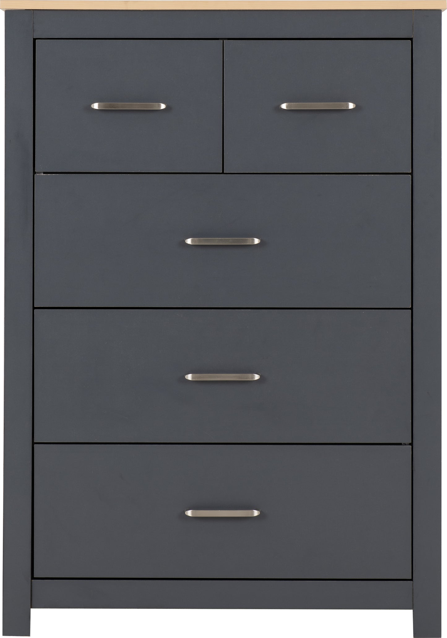 PORTLAND 3+2 DRAWER CHEST  - GREY/OAK EFFECT