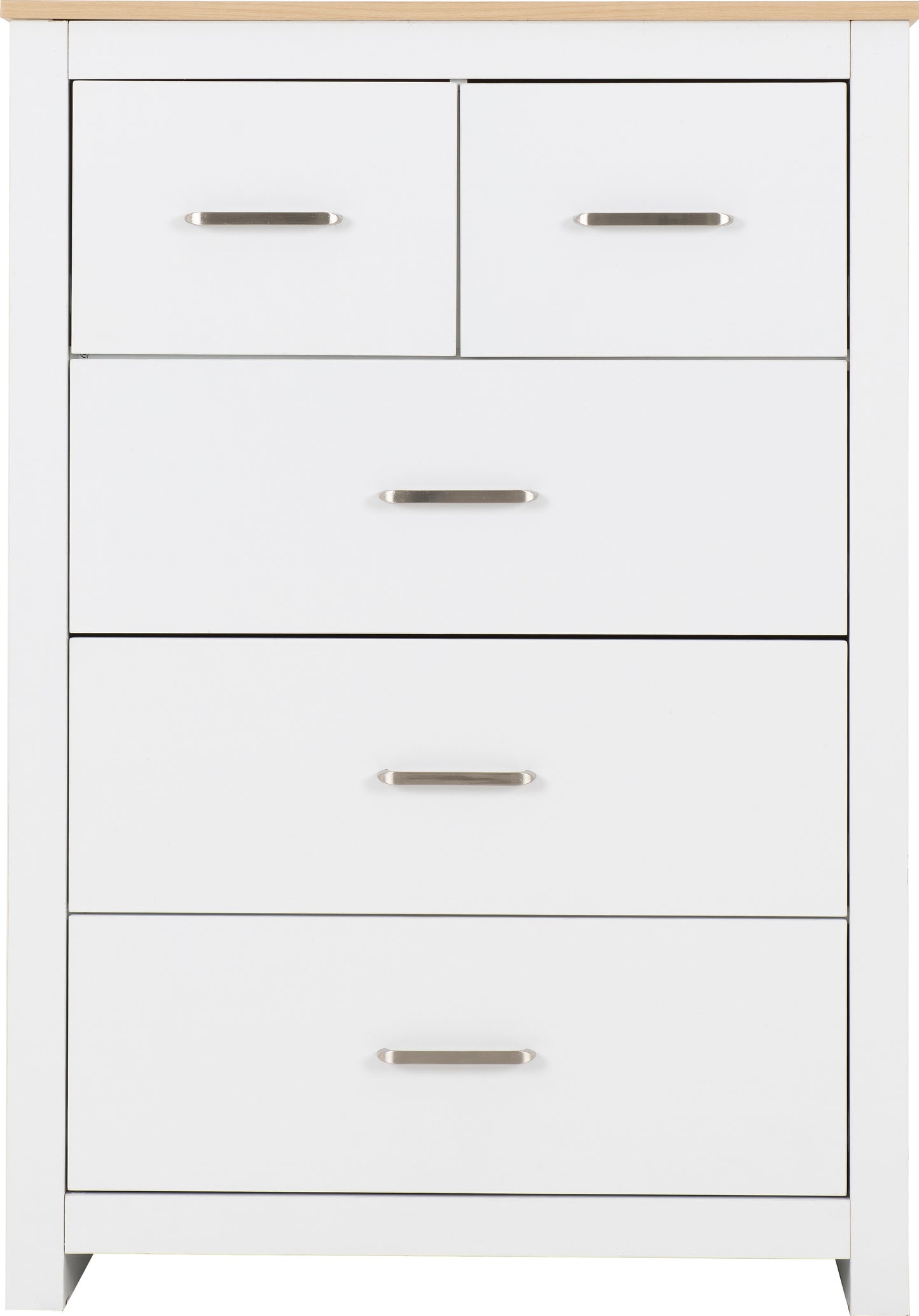 PORTLAND 3+2 DRAWER CHEST  - WHITE/OAK EFFECT