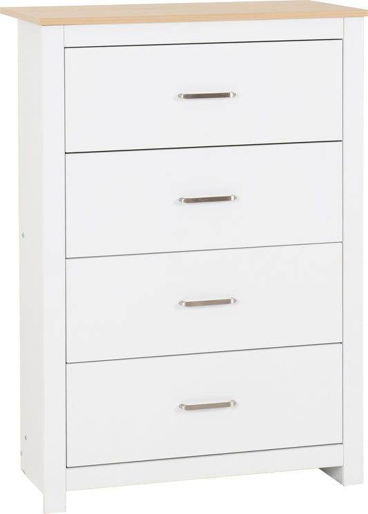 PORTLAND 4 DRAWER CHEST  - WHITE/OAK EFFECT