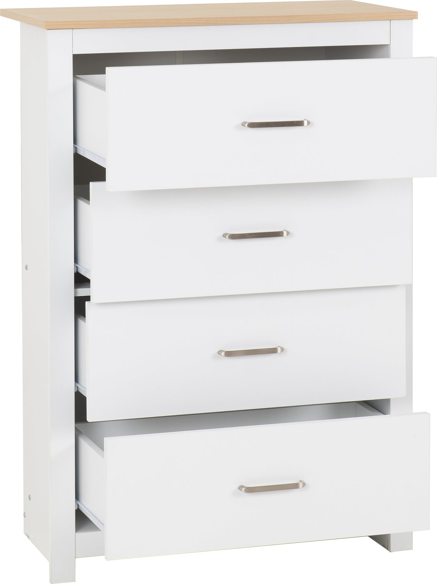 PORTLAND 4 DRAWER CHEST  - WHITE/OAK EFFECT