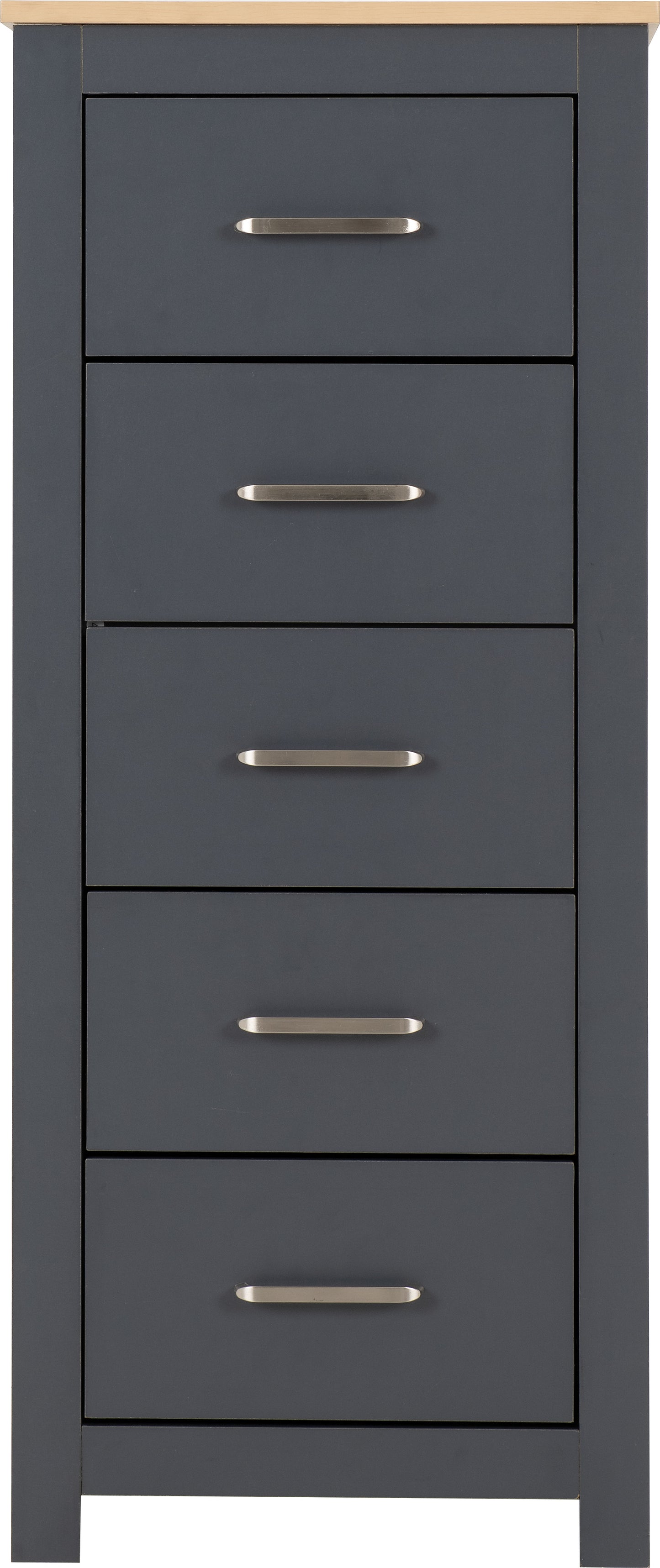 PORTLAND 5 DRAWER NARROW CHEST  - GREY/OAK EFFECT