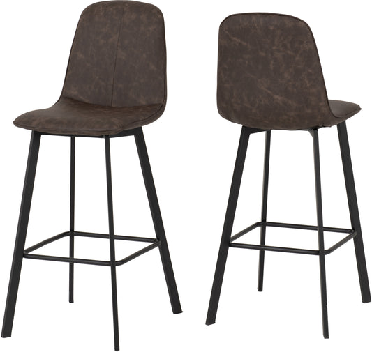 QUEBEC BAR CHAIR (BOX OF 2) - BROWN FAUX LEATHER