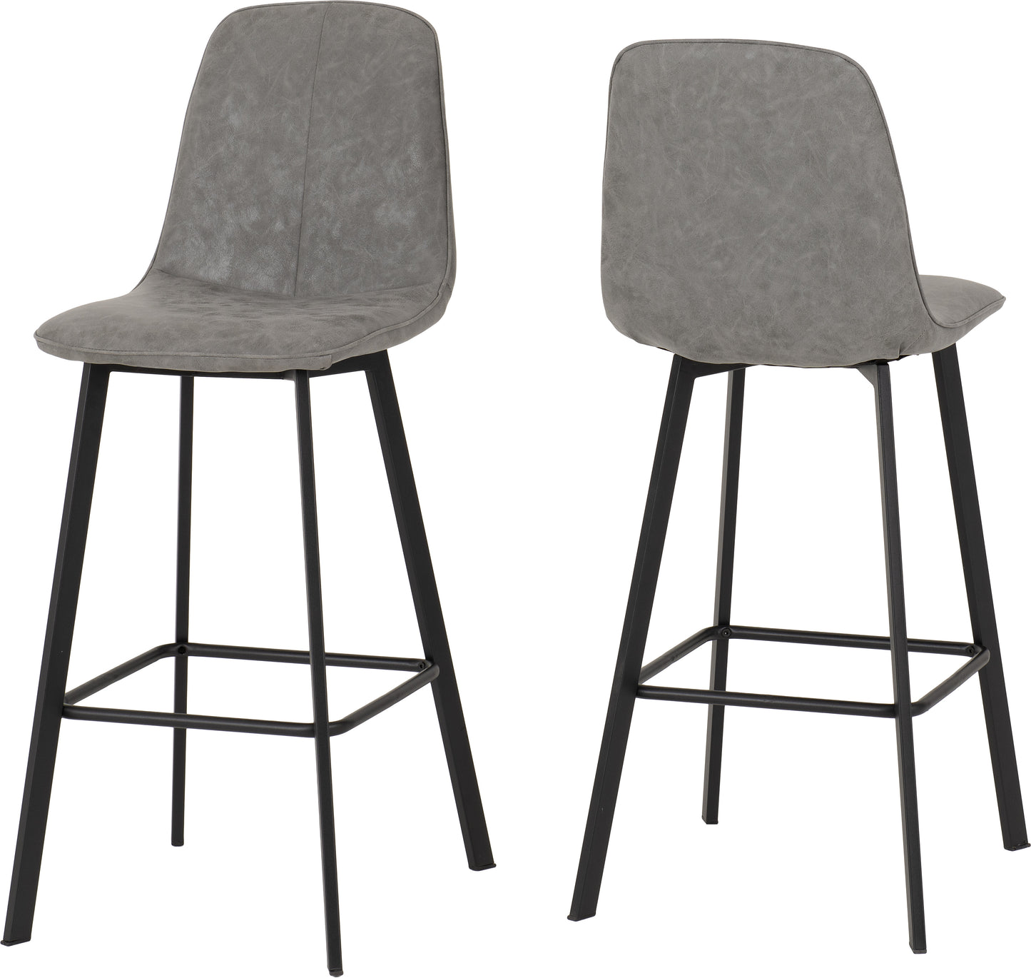 QUEBEC BAR CHAIR (BOX OF 2) - GREY FAUX LEATHER