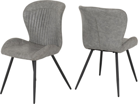 QUEBEC CHAIR (BOX OF 4) - GREY FAUX LEATHER