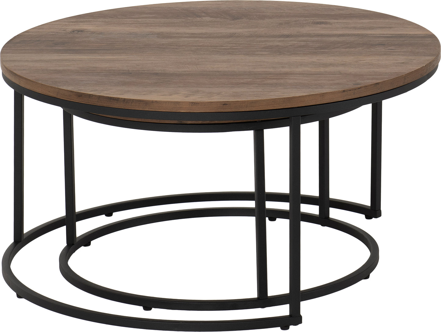 QUEBEC ROUND COFFEE TABLE SET - MEDIUM OAK EFFECT/BLACK