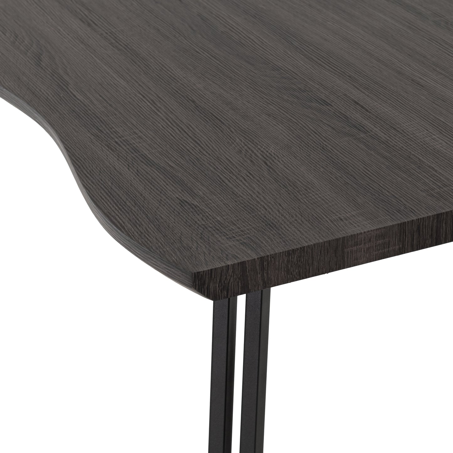 QUEBEC WAVE EDGE DINING TABLE - BLACK WOOD GRAIN/BLACK