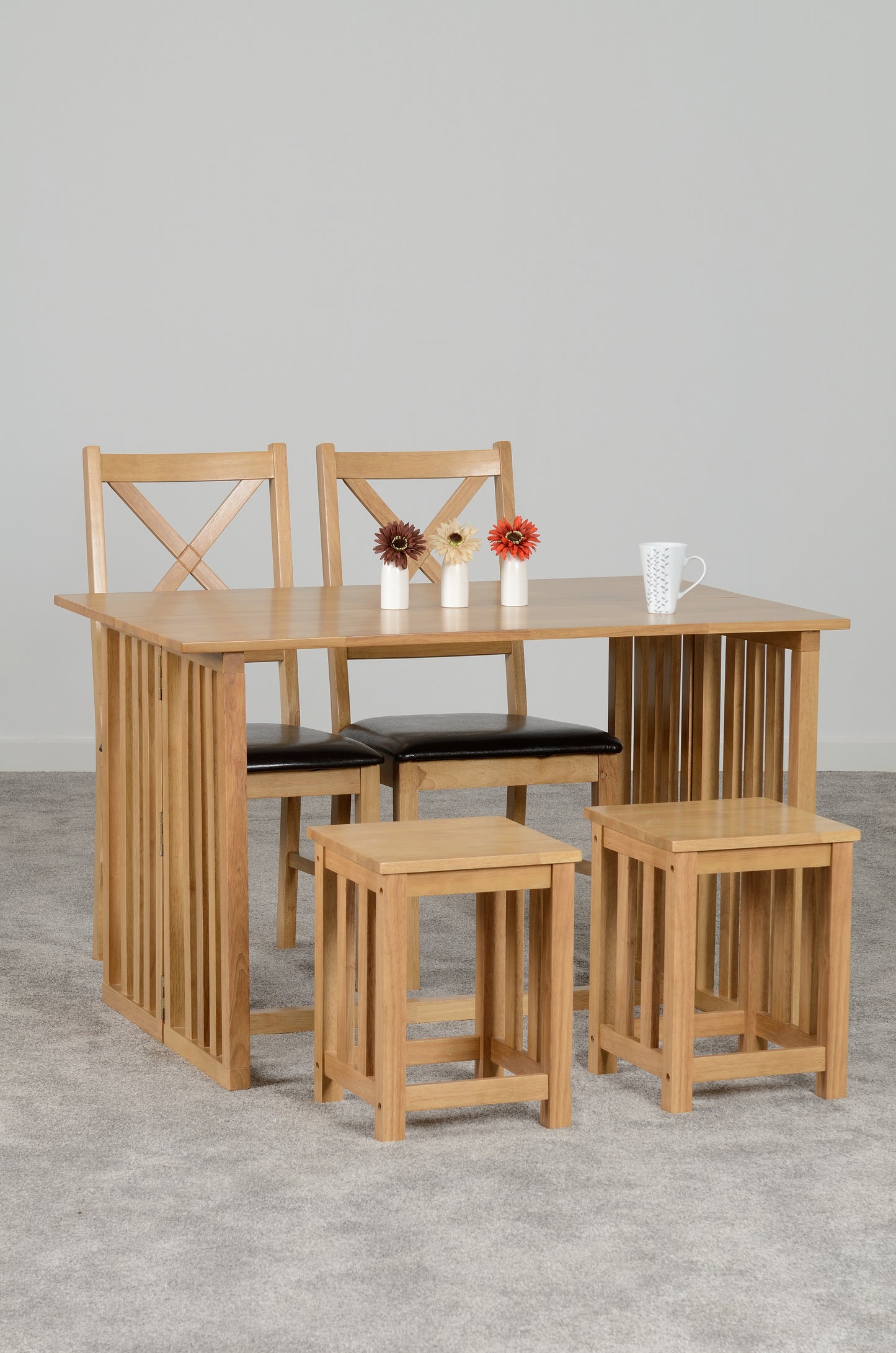 RICHMOND FOLDAWAY DINING SET (2 STOOLS) - OAK VARNISH