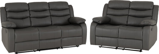 ROMA 3+2 RECLINER SUITE - GREY FAUX LEATHER