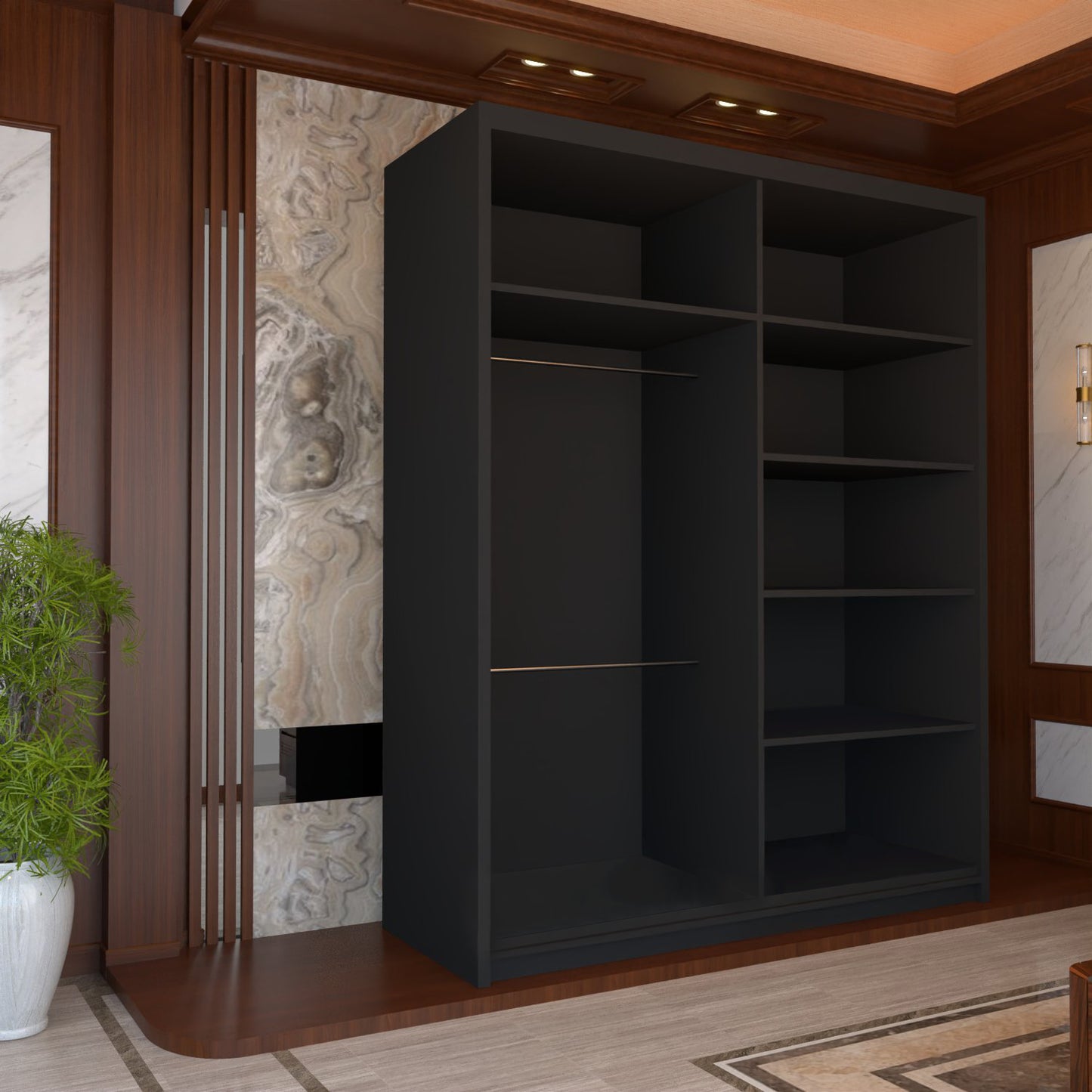 Royal Black Sliding Wardrobe