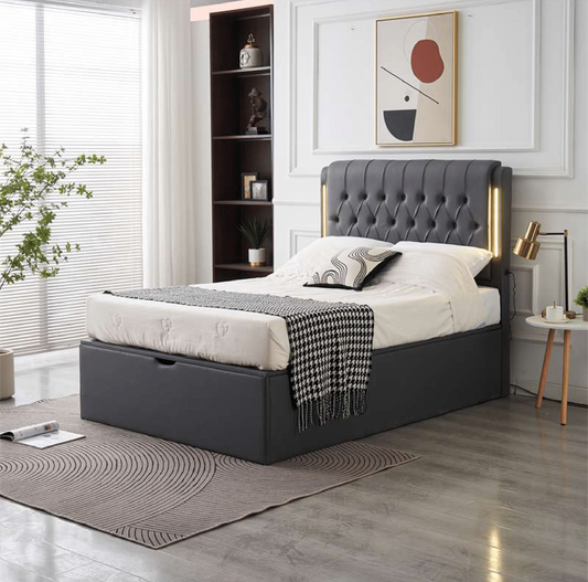 Bed with LED lights