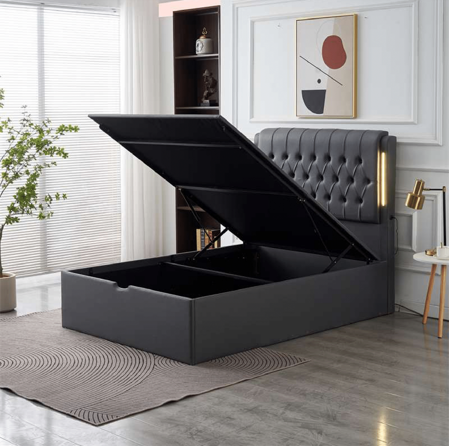 Bed with LED lights